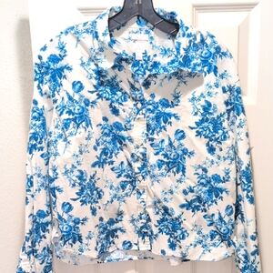 Gap X LoveShackFancy Blue Floral Shirt Size S